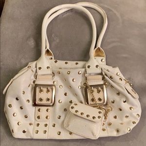 Cream/Gold Embellished Kathy Van Zeeland Handbag